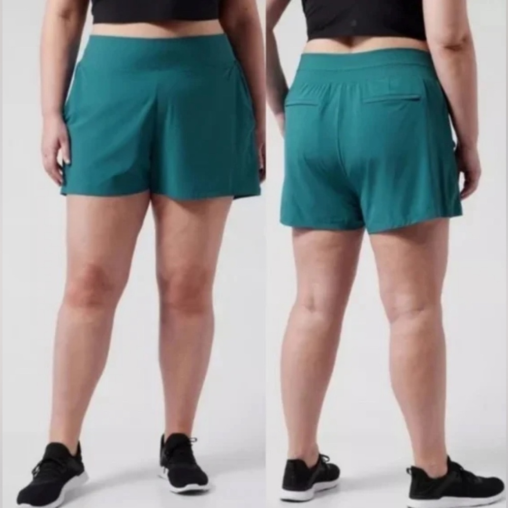 Athleta Brooklyn Mid Rise Shorts Women’s 16 Teal Pull On Stretch Lightweight UPF